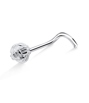 Woolen Ball Shaped Silver Curved Nose Stud NSKB-621